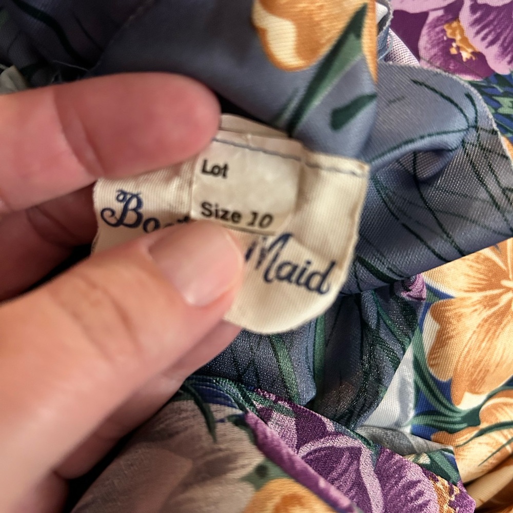 BOSTON MAID VTG 80s Pretty floral dress w/semi sheer sleeves. Size 10 - Picture 10 of 11